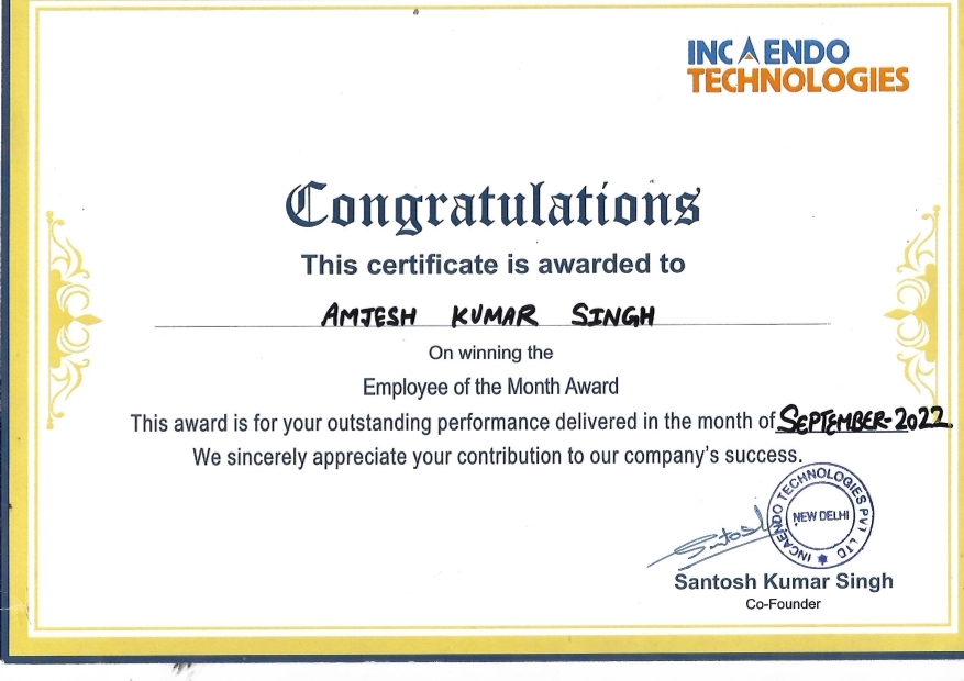 Amjesh Singh Certificates